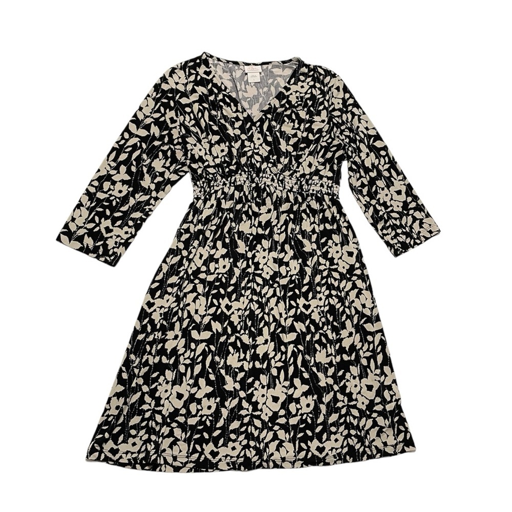 Oh Baby Motherhood Maternity Stretch V Neck Dress Size Large 3/4 Sleeves